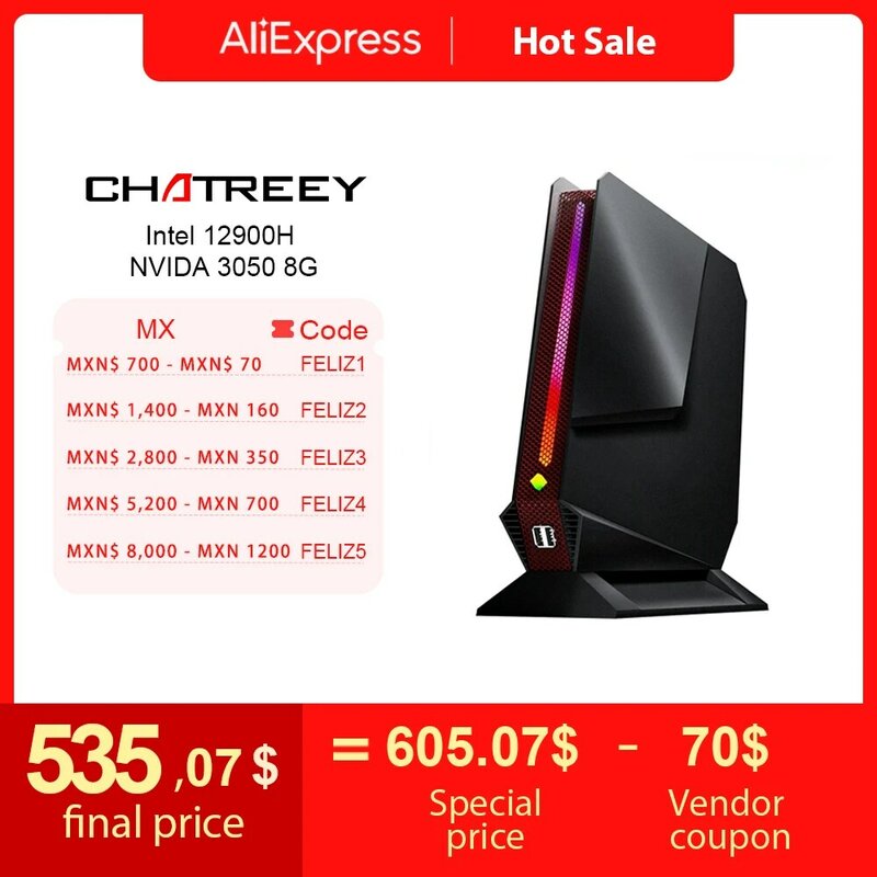 Chatreey-Mini PC G2 Intel Core i9 12900H i7 12700H con Nvidia RTX 3050, ordenador de escritorio para juegos, PCIE 4,0, Wifi 6, BT5.0, Windows 11