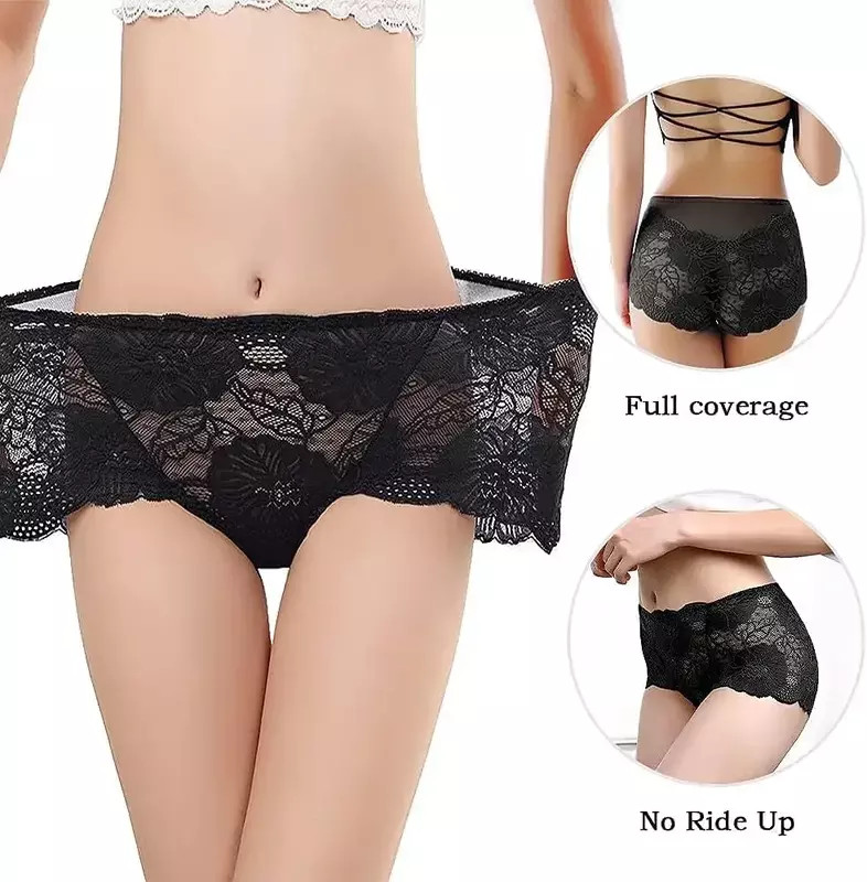 Yiailing Womens Sexy Underwear Lace Panties High Waisted Plus Size Ladies Brief for Women