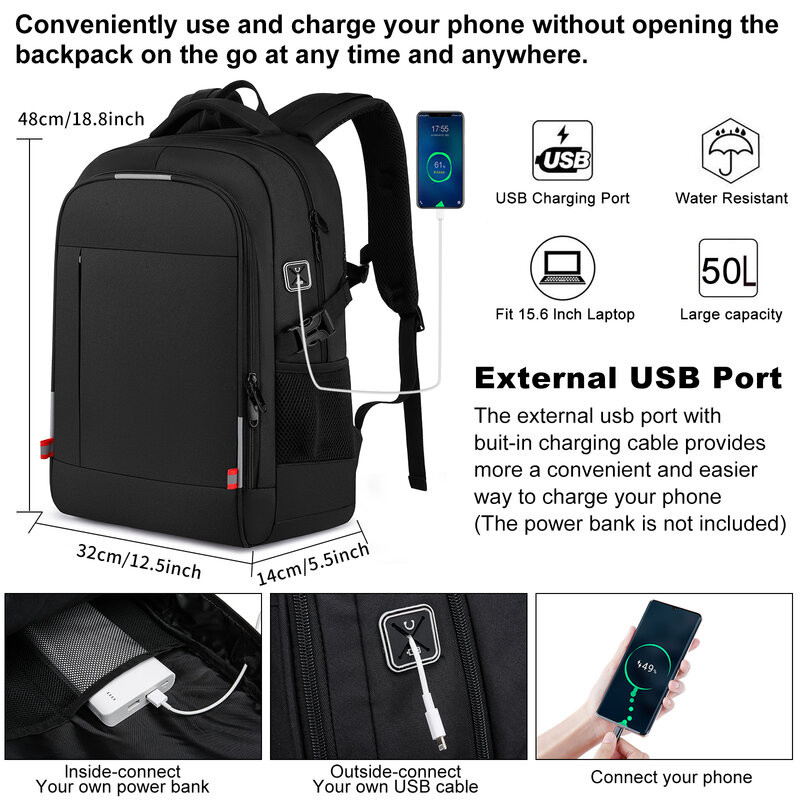15.6-inch laptop backpack for male and female students, backpack for leisure travel and mountaineering, ultra light, waterproof,
