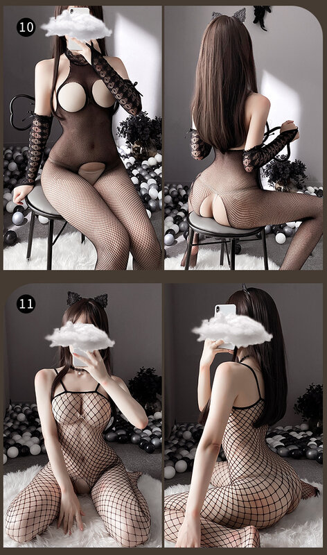 Sexy Bodysuit mit offenem Schritt für Frauen erotische Netz gitter Body stockings weibliche Pornos aushöhlen Teddy Crotch less Stretch Dessous