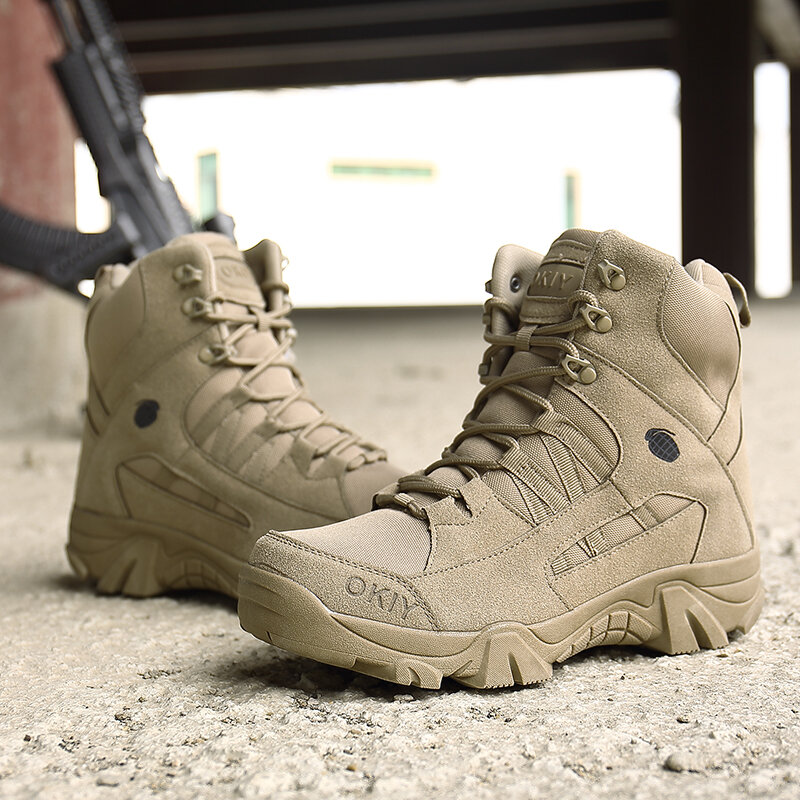 Nuove calzature stivali da uomo tattici militari Special Force Leather Desert Combat stivaletti scarpe da uomo dell'esercito Plus Size 39-46