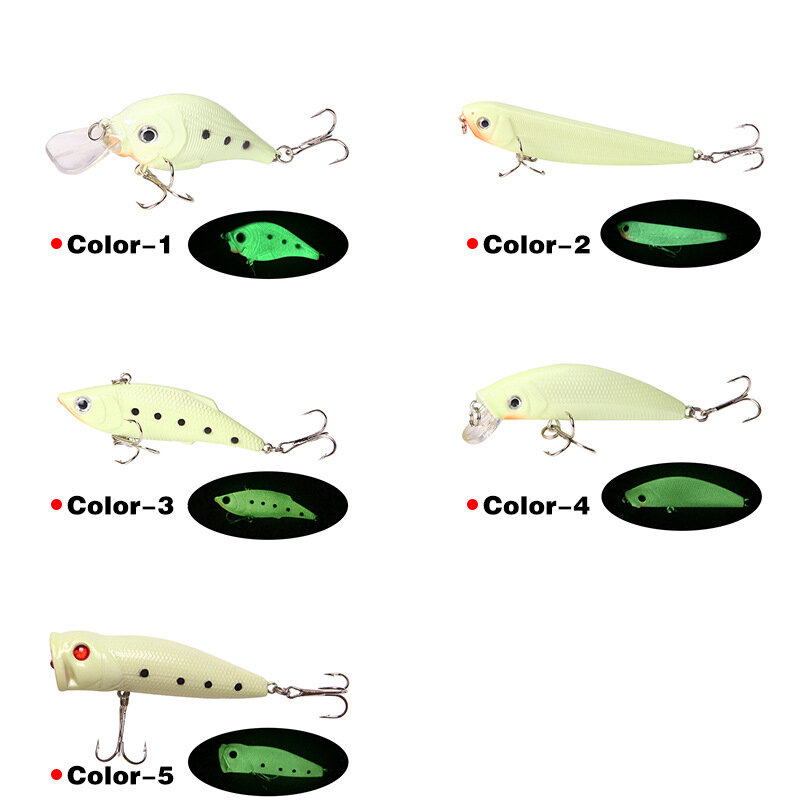 1 szt. Fluorescencyjna przynęta na ryby z korbą VIB, twarda przynęta na ryby, ABS, sztuczna przynęta wobler, karpiowy narzędzie połowowe karpiowy