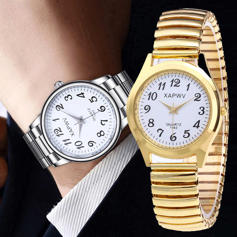 1 шт. классические винтажные Деловые женские и мужские эластичные золотистые/Серебристые кварцевые часы для влюбленных, часы-браслет, офисные подарки