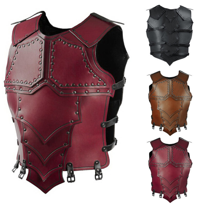 Halloween Carnival Cosplay Costume Men Medieval Retro Vest Saxon Soldier Knight Military Protective Gear Pirate Warrior Armor