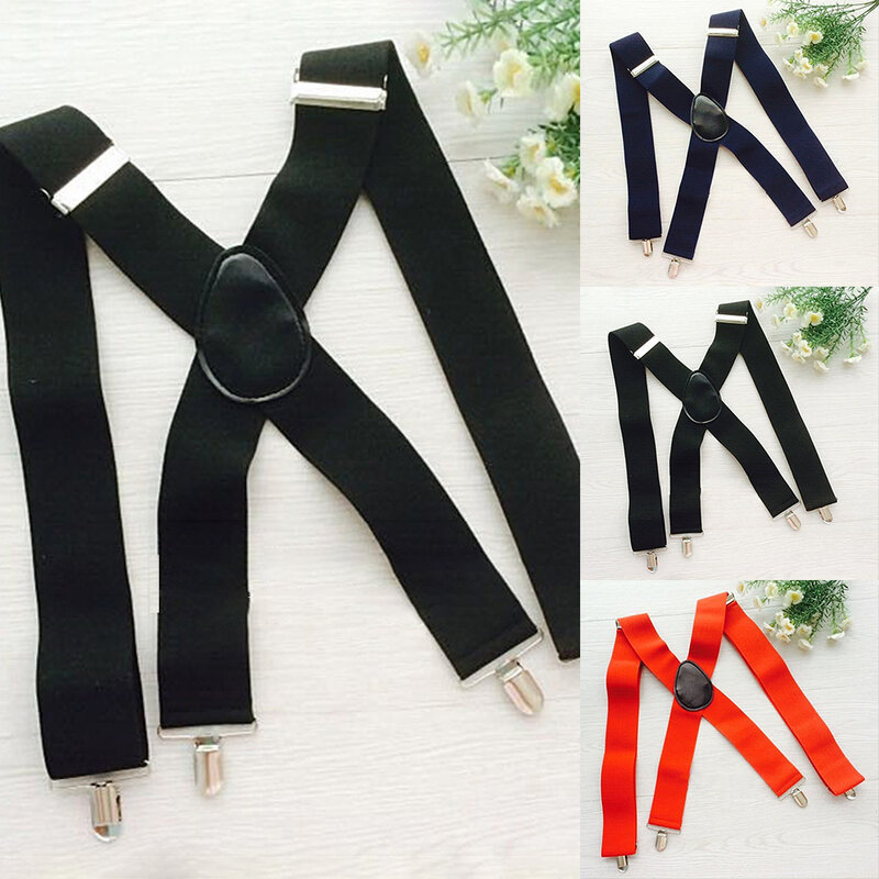 Prático X Shape poliéster suspensórios para homens, clipes para calças, roupa larga, durável, qualidade, útil, vermelho, preto, marinho