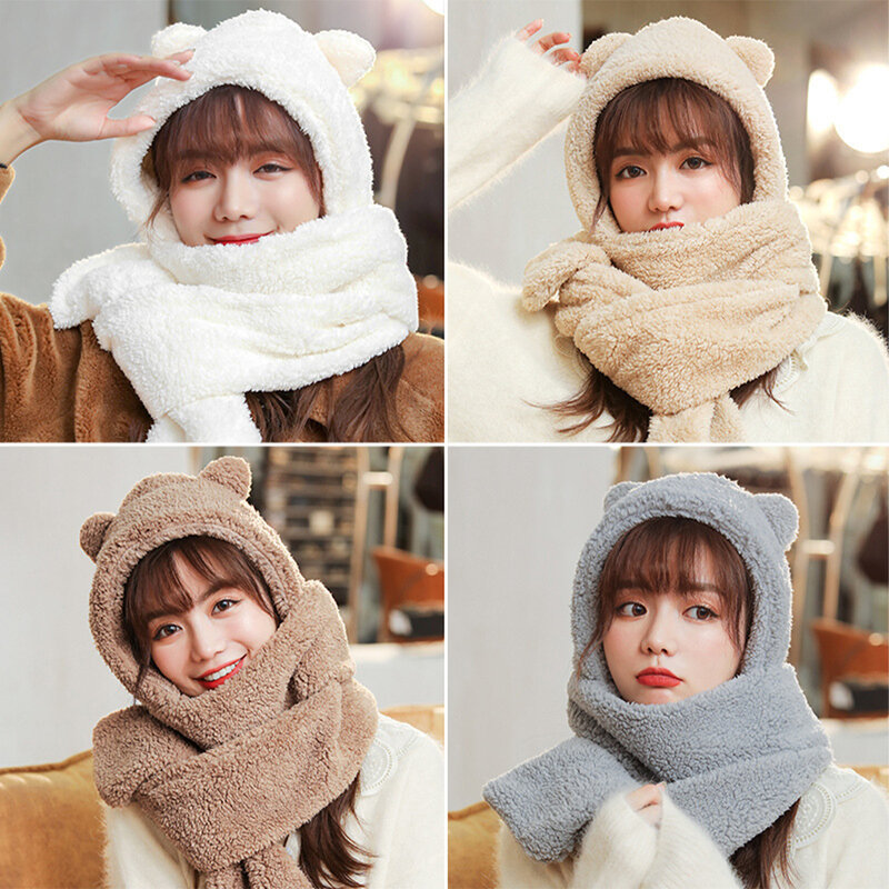 Lightweight And Portable Women Winter Hooded Scarf Go-to Accessory For Chilly Days Warm Hooded Scarf
