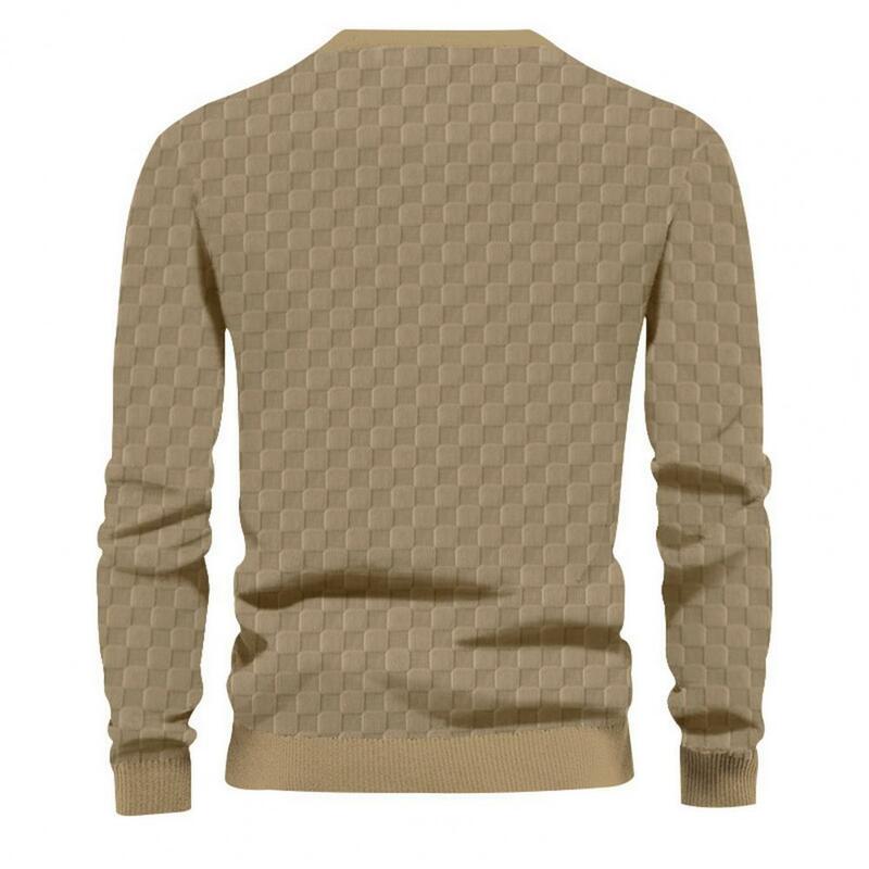 Jersey de manga larga con patrón de cuadros para hombre, Camiseta holgada con puño elástico, Top de tela suave, primavera y otoño