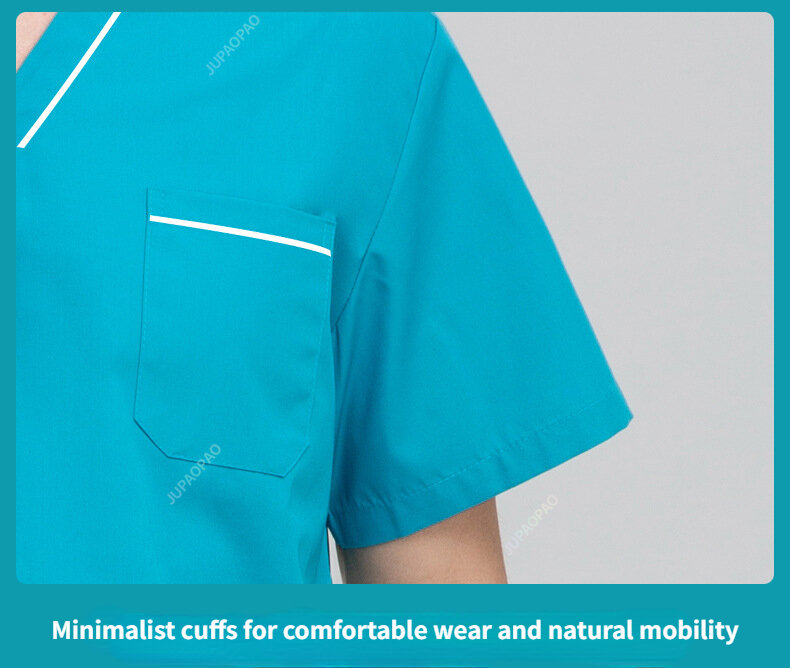 V Neck Nurse Work Suits Scrub Uniform Operating Room Doctor Workwear Scrubs Set Top Pant Solid Color Nursing Uniforms Women Men