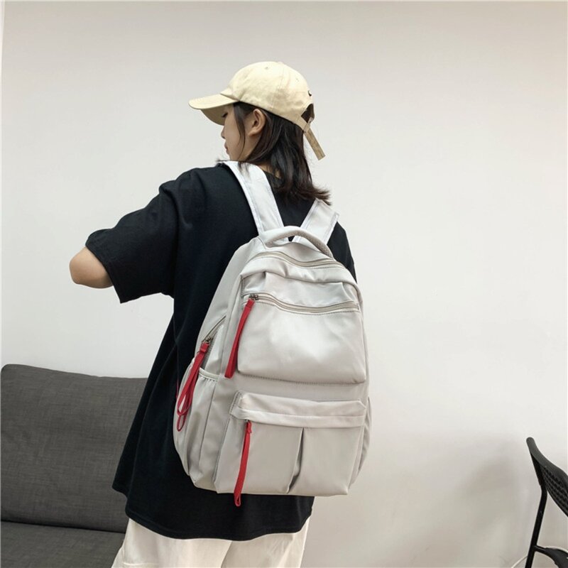 Canvas School Bags Fashion Trends Zippered Breathable Backpacks Waterproof Wear Resistant Leisure Backpack