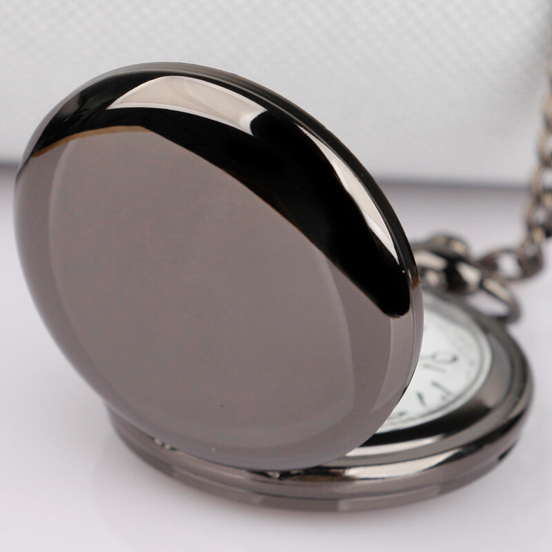 Encantador reloj de aleación redondo negro liso, diseño de joyería exquisito para hombres y mujeres, collar Fob de regalo