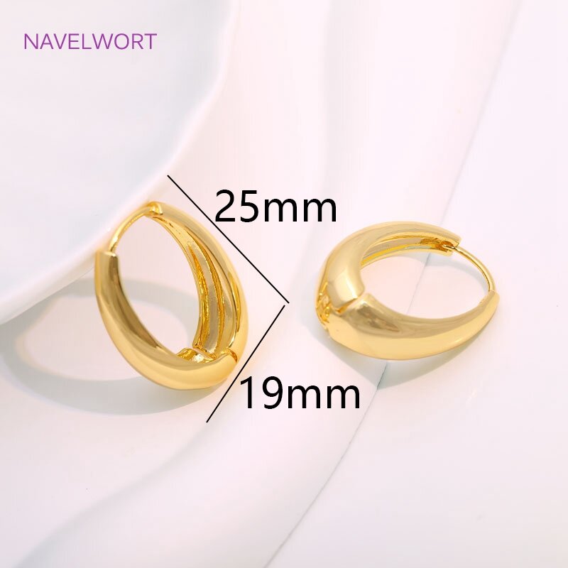 New Trendy Gold Plated Hoop Earring For Women,25mm*19mm Female Smooth Huggie Earring Jewelry