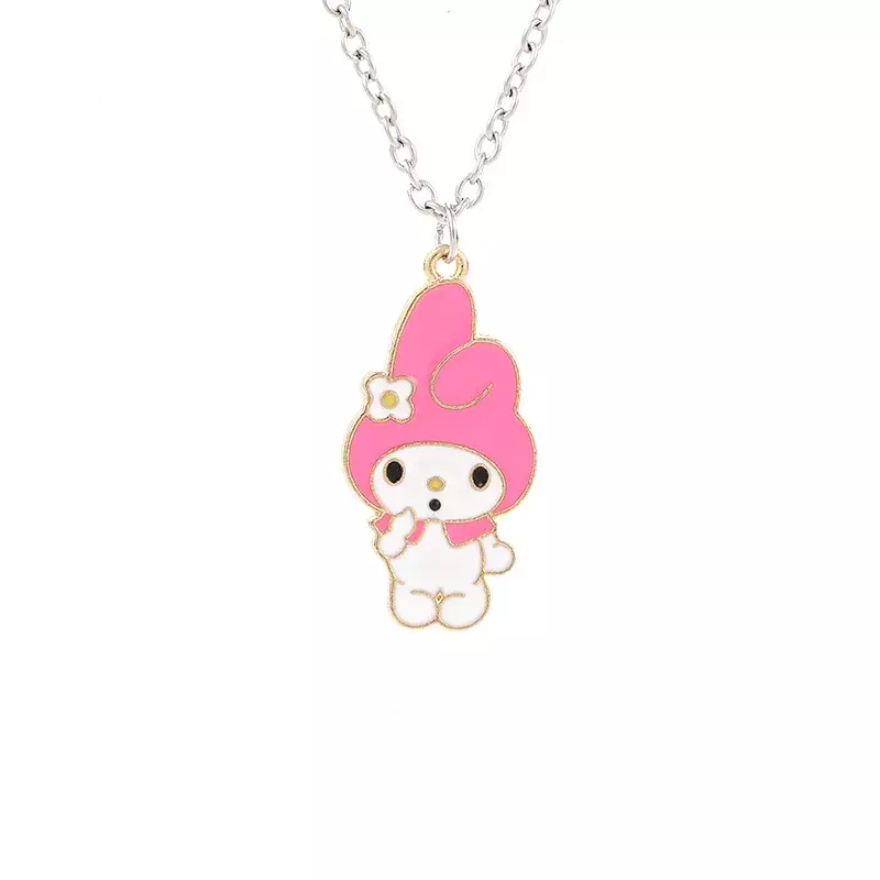 Sanrio Kuromi My Melody Kalung Aloi Hello Kitty Liontin Hitam dan Putih Wanita Pria Perhiasan Aksesori Anime Hadiah Pasangan