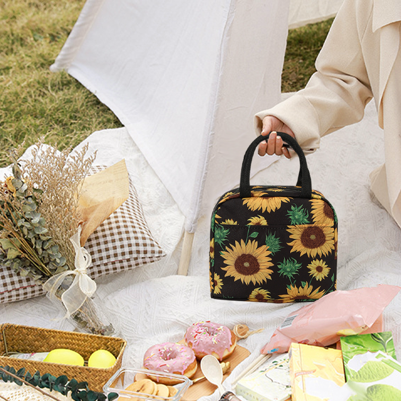 Nylon Sonnenblume Lunch Bag große Kapazität isolierte Eis beutel frische Outdoor-Picknick-Tasche tragbare Isolier beutel