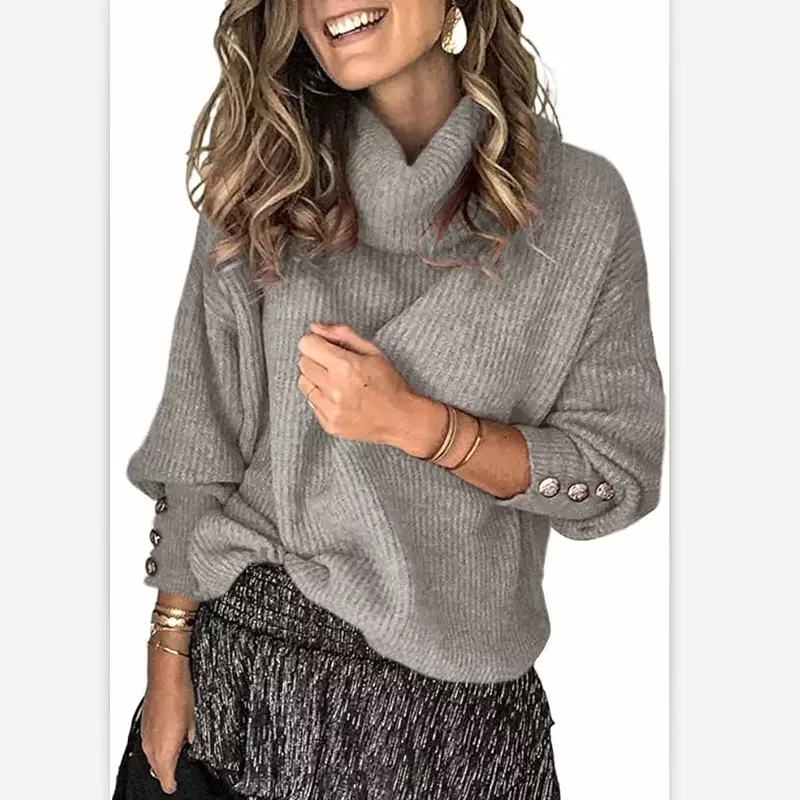 Женский свитер с высоким воротником, новый шерстяной свитер в Корейском стиле на осень и зиму, женские толстые модные Универсальные вязаные пуловеры с длинным рукавом