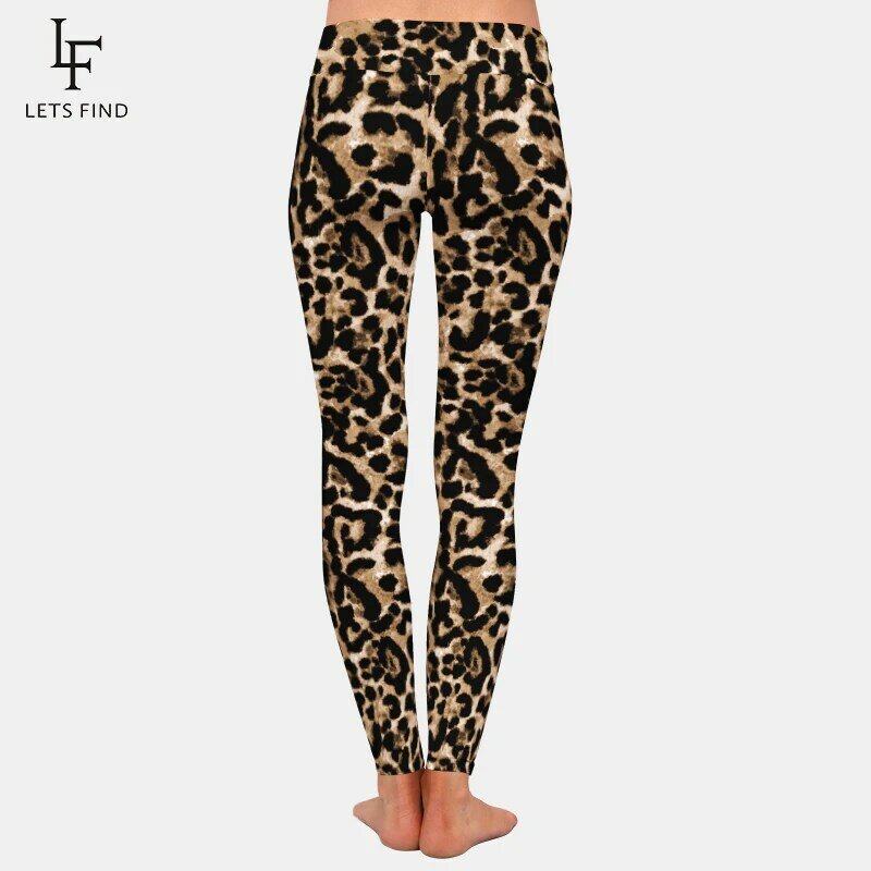 Letsfind mulheres leggings moda leopardo grão impressão legging sexy silm cintura alta calças de estiramento