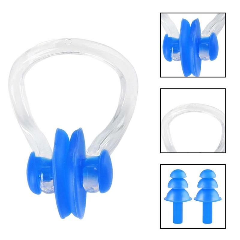 Waterproof Soft Silicone Swimming Nose Clip Ear Plug Set Soft Nose Clip  Soft Silicone Sports Gear Set for Kids Adults