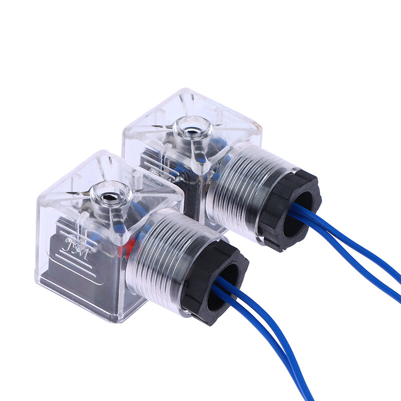 Caja de conexiones de electroimán de enchufe de válvula solenoide hidráulica con lámpara, soporte de lámpara neumático transparente, 24V DC/AC 220V