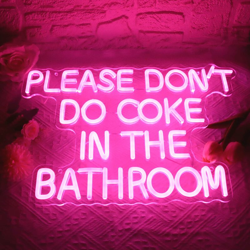 กรุณา Dont Do Coke ห้องน้ำปากการูปหัวใจ LED Neon Light สำหรับห้องน้ำเครื่องตกแต่งฝาผนังมนุษย์ถ้ำป้ายศิลปะบนผนังสำหรับบาร์หน้าแรก18X12"
