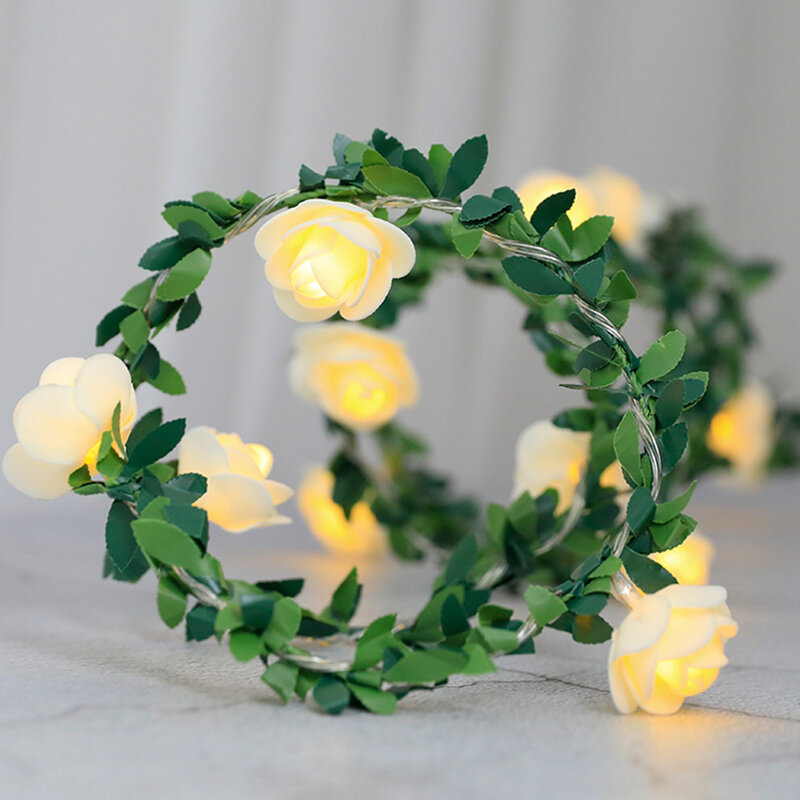Lampu tali peri led mawar, 10/20/40leds untuk pernikahan hari Valentine acara pesta karangan bunga dekorasi bertenaga baterai