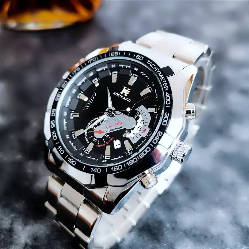 AOKULASIC Full Steel Top Brand Mens Mechanical Wristwatches Fashion Waterproof Automatic Men Watch Sports Relogios Masculinos
