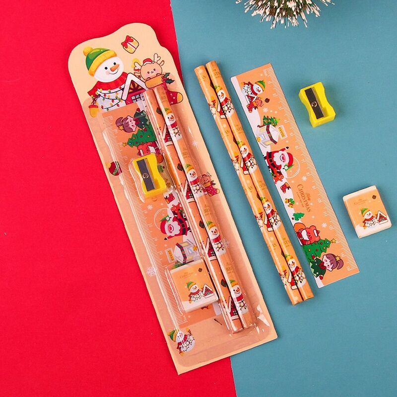 Sacapuntas de lápices para niño y niña, juego de papelería de Navidad, caja de regalo, herramienta de escritura