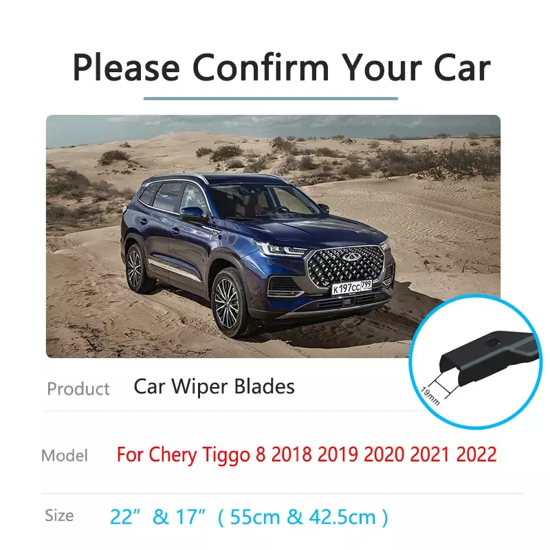 Escobillas de limpiaparabrisas delantero de coche, accesorios de limpieza de alta calidad para Chery Tiggo 8 Skytour 2018, 2019, 2020, 2021, 2022