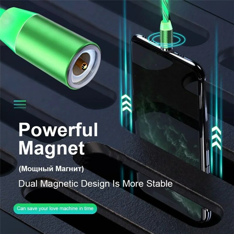Магнитный светящийся кабель MVQF для зарядки, usb c кабель для Samsung, светодиодный Micro USB Type C для Iphone