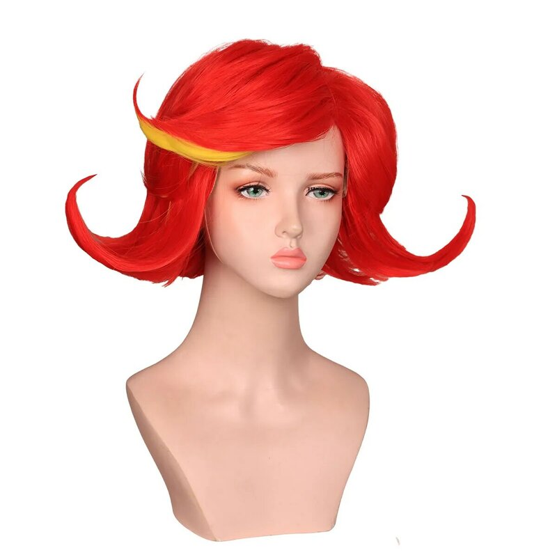 Kyo Mdeium Red with Yellow Cosplay Wig for Niffty Hazbin Hotel Hallowen Costume