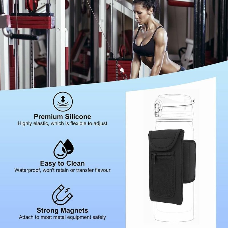 Universal Water Bottle Sleeve Reusable Waterproof Elastic Magnetic Gym Bag Gym Accessories Water Bottle Pockets