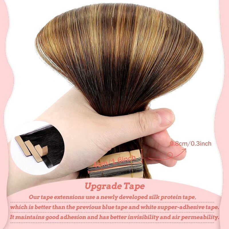 P4/27 pita lurus dalam ekstensi rambut manusia mulus alami rambut manusia Brasil pita pakan kulit dalam ekstensi rambut untuk Salon