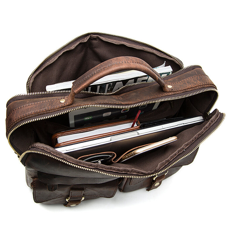 Maleta de couro genuíno masculina, bolsa para laptop, bolsas de escritório para homens, documentos, bolsa