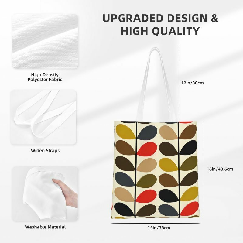 Custom Orla Kiely Flower Shopping Canvas Bags Women Washable Groceries Scandinavian Geometric Style Tote Shopper Bags