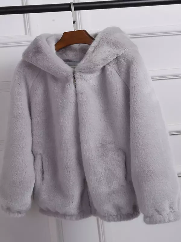 Новинка, Женское зимнее пальто, женская Норковая кашемировая теплая куртка, свободное плюшевое толстое пальто с капюшоном, теплая куртка, пальто из искусственного меха Z495