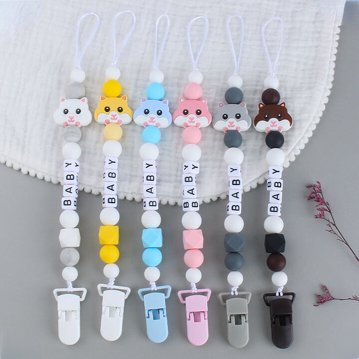Personalized Name Baby Pacifier Clips Dummy Nipples Holder Clip Chain Silicone Totoro Teething Toys Accessories Infant Feeding