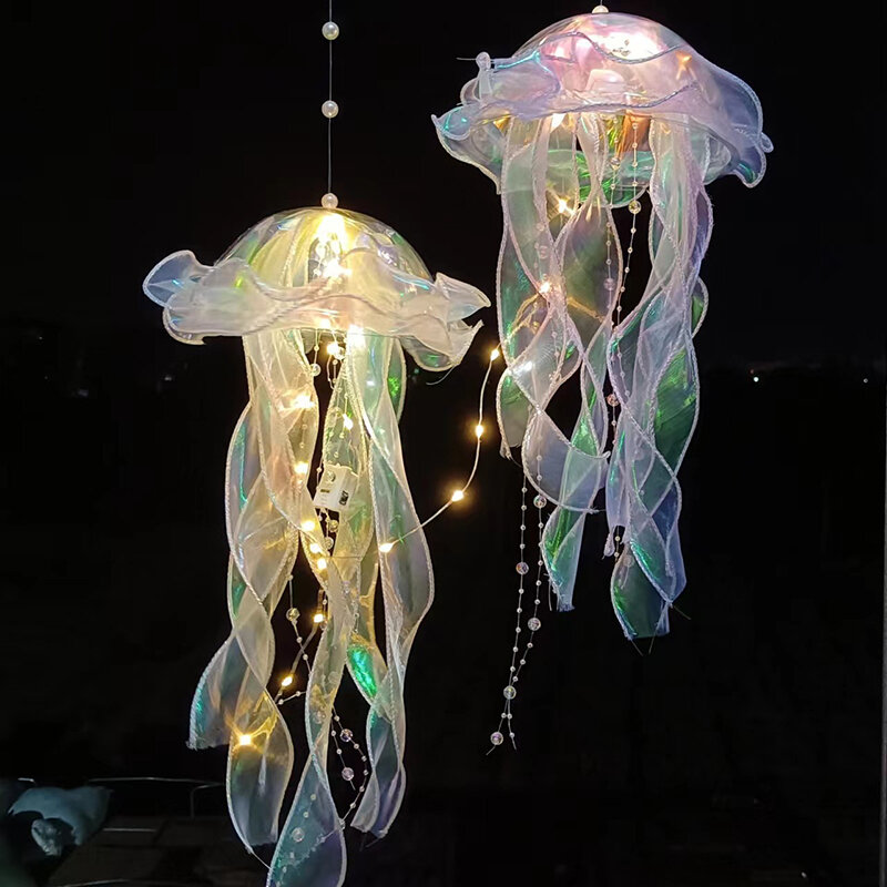 D5 DIY lampu ubur-ubur warna lentera putri duyung lampu ubur-ubur anak perempuan senang di bawah laut tema pesta ulang tahun dekorasi hadiah