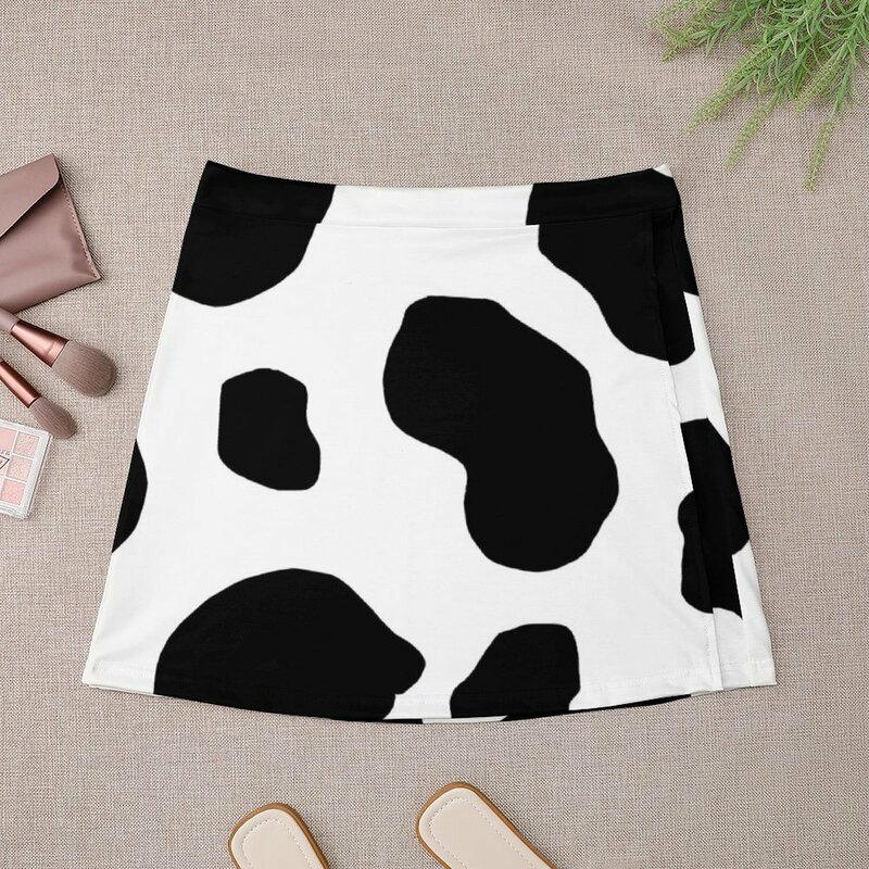 Mini saia feminina com estampa de vaca, roupas estilo coreano, roupas femininas, 2023