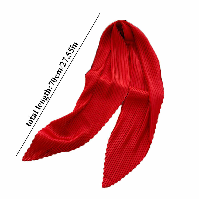 Square Scarf Silk Pleated Scarf Solid Color Summer Bandana  Headscarf Crinkled Hair Scarf Neckerchief Small Scarves Decorative