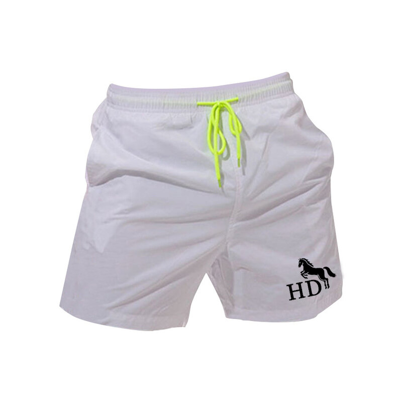 New HDDHDHH Brand Print  Men's Quick-drying Beach Pants Five Points Swimming Trunks Casual Shorts