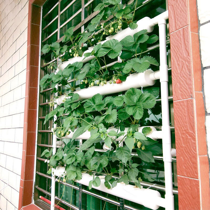Hydroponic System Wall-mounted 4-tube Soilless Cultivation Aerobic Equipment PVC Pipeline Vegetable Vertical Planting Planter