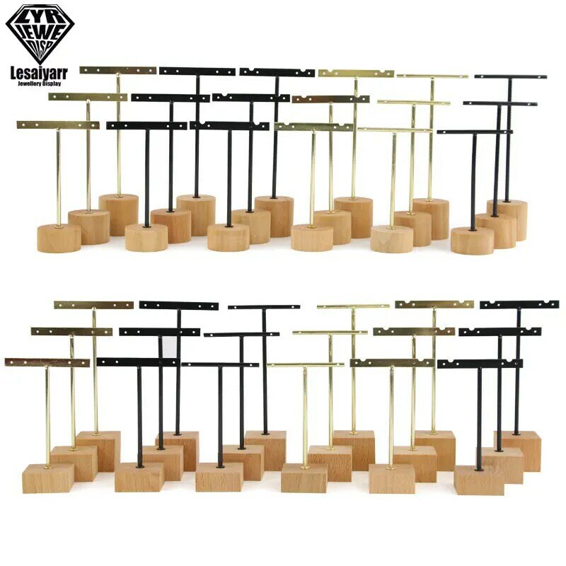 T-Bar Base De Madeira Brincos Rack, Exibição De Jóias, Brincos Titular, Organizador Showcase, Ear Studs Stand, 3Pcs por lote