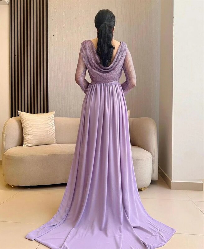 Moda dekolt w szpic sukienka na studniówkę suknie na konkurs piękności długość podłogi dworek z długim rękawem wieczorowe suknie weselne kobiety 2023