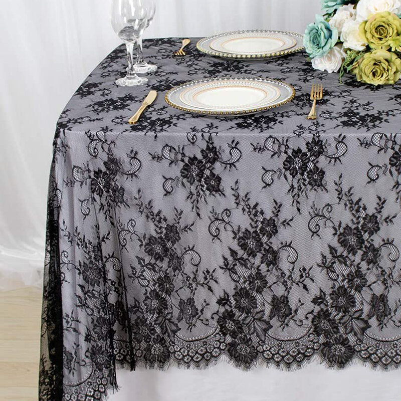 LaceTable Runner Tablecloth White Tablecloth Wedding Veil Fabrics for Wedding Arch Dessert Table Decorations