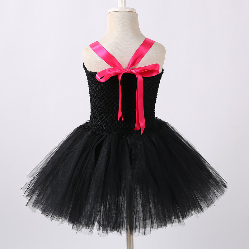 Disfraz de gato negro para niñas, fiesta de cumpleaños elegante para tutú, diadema, cola de lazo, disfraz de Halloween infantil
