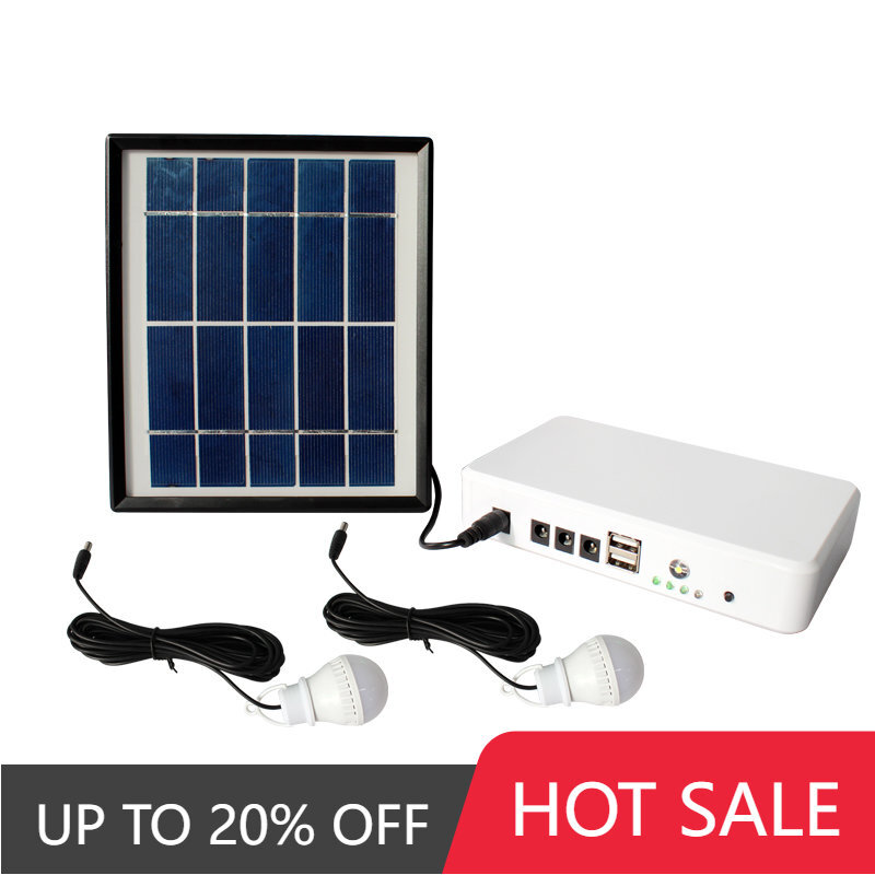 Lampu Bohlam Solar Home Kit Portabel 5W 6V Kualitas Tinggi dengan Output USB 5V untuk Pengisian Daya Ponsel