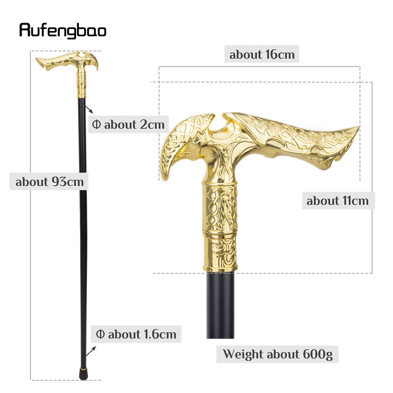 Gold Luxury Type  Single Joint Walking Stick with Hidden Plate Self Defense Fashion Cane Plate Cosplay Crosier Stick 93cm