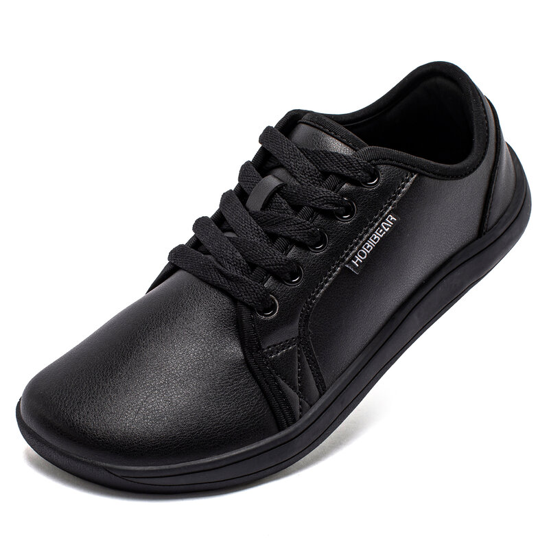 HOBIBEAR Sapatos Minimalistas Unisex Wide Toe Descalço Zero Drop Sapatos Casuais Couro Moda Sneakers