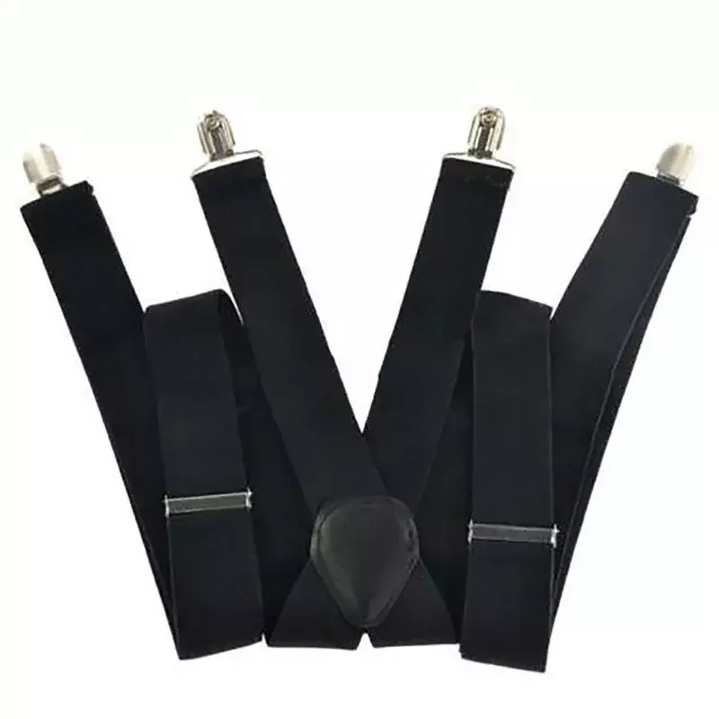 Celana Suspender lebar pria, kawat gigi Suspender tugas berat X klip kuat dapat disesuaikan 4 elastis