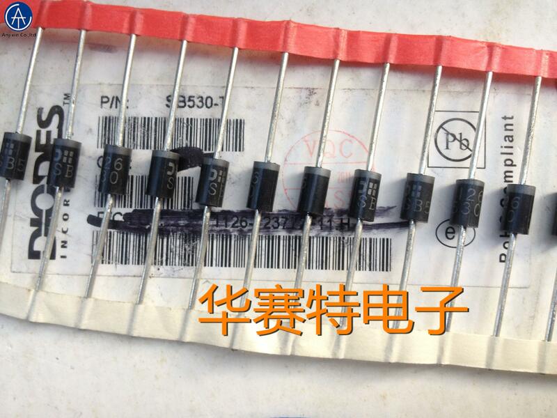 20 pces 100% original novo diodo schottky SB530-T sb530 diodos nos taiwan DO-201AD 5a 30v