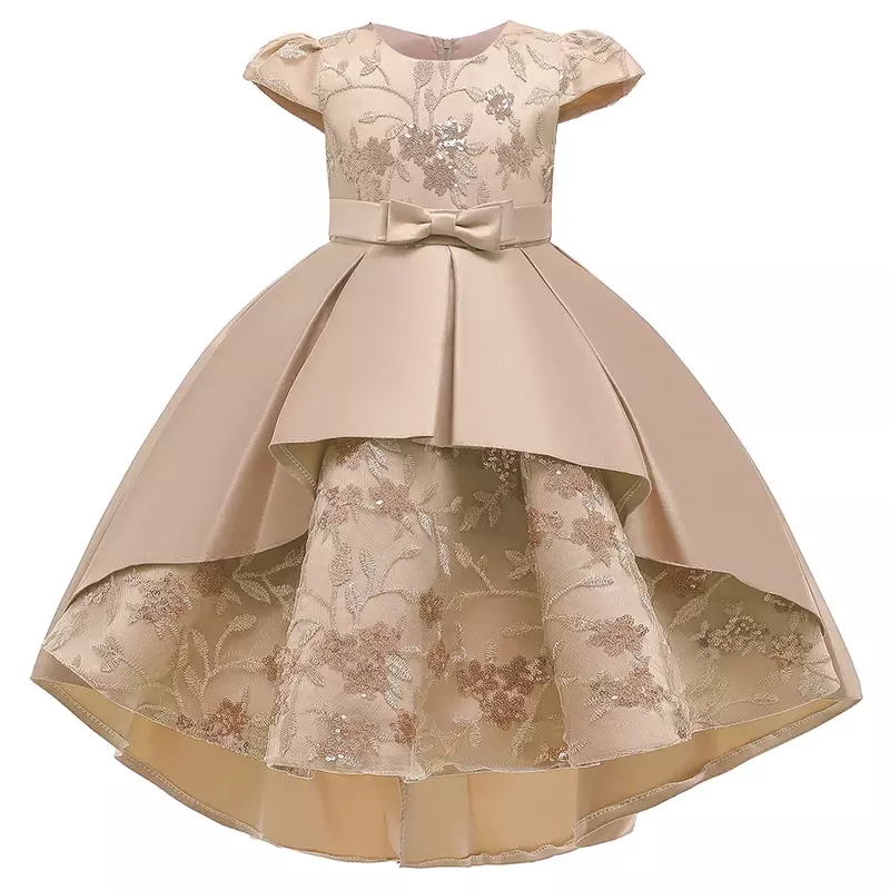 Vestido de princesa elegante para meninas de 3 a 8 anos, com flor bordada, vestido de noite lantejoulas, para festa de aniversário