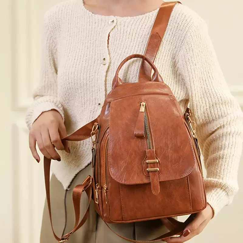 Женские кожаные рюкзаки 2024, винтажная сумка на плечо, женский рюкзак, Женский дорожный рюкзак, школьные сумки для девочек, рюкзак
